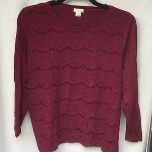 Lace front long sleeve t shirt